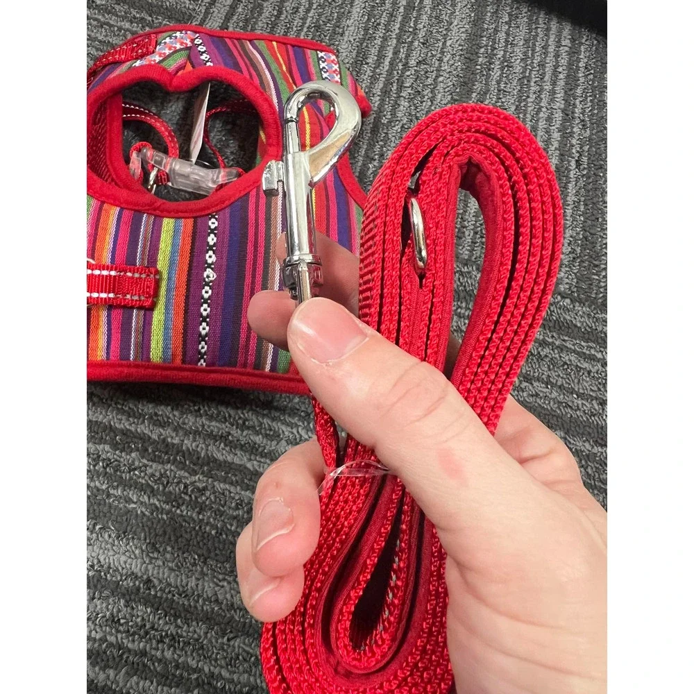yikeyo Dog Harness for Small Dogs. Red striped, medium